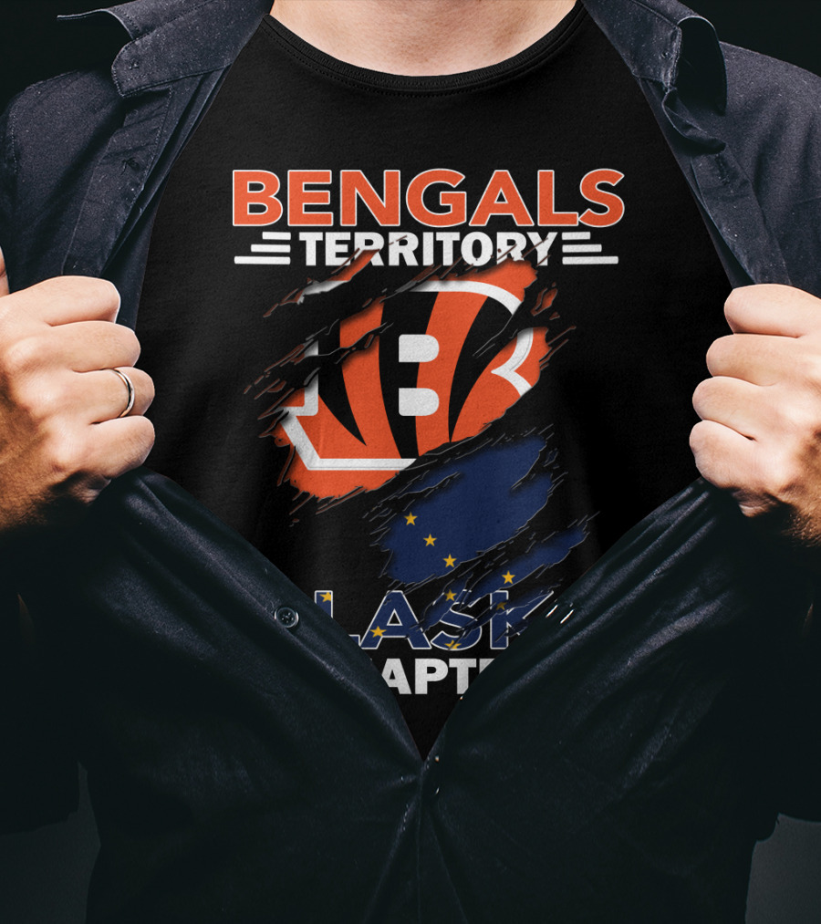 Bengals Territory Alaska Chapter Logo With Torn Effect And Flag Elements T-Shirt