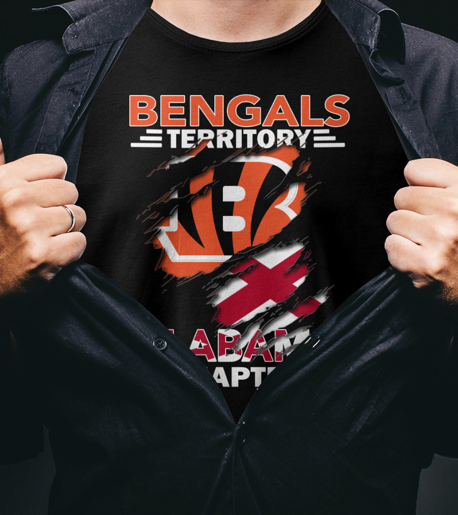 Bengals Territory Alabama Chapter Logo Featuring Torn Flag T-Shirt