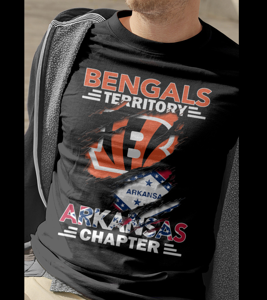 Bengals Territory Arkansas Chapter NFL Fan Logo With State Flag T-Shirt