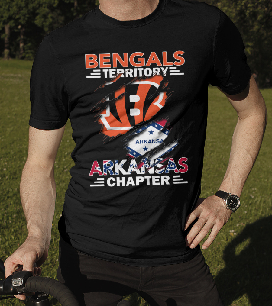 Bengals Territory Arkansas Chapter NFL Fan Logo With State Flag T-Shirt