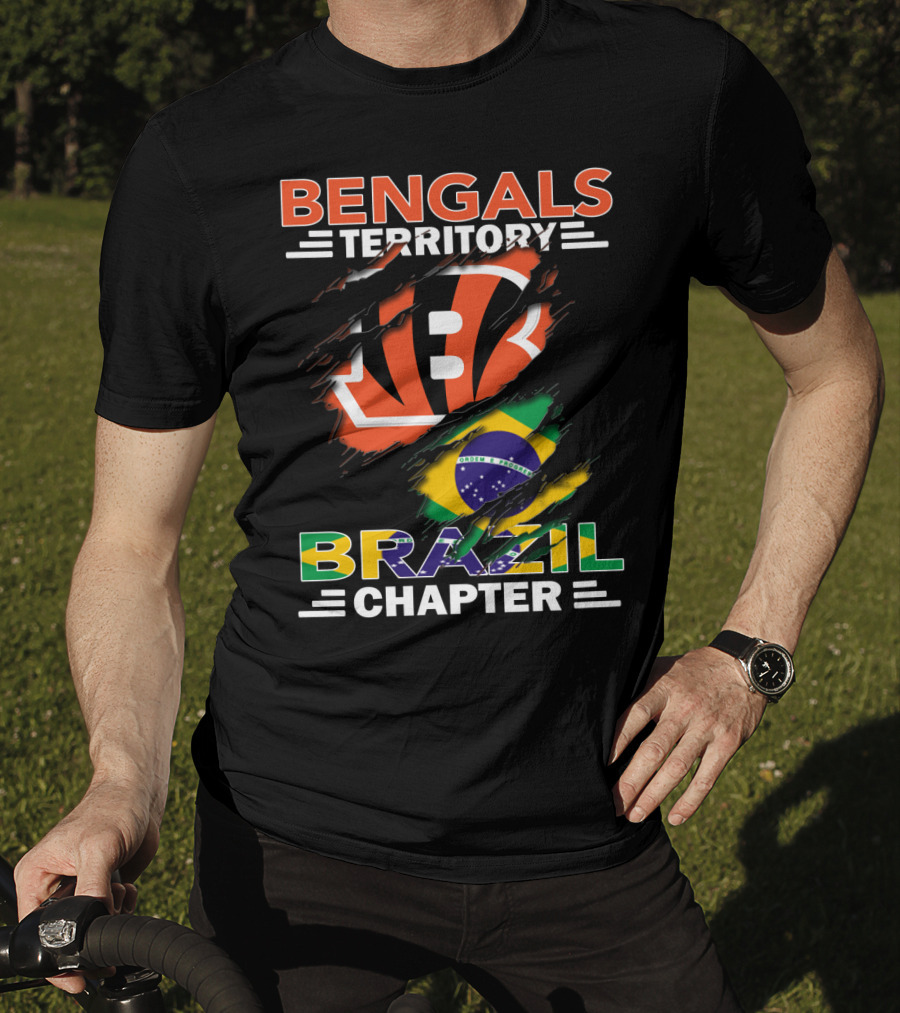 Bengals Territory Brazil Chapter NFL Fan Club Brazilian Flag And Football T-Shirt