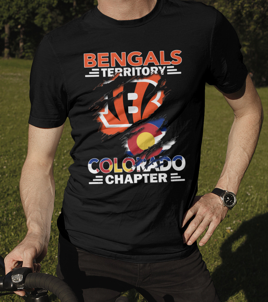 Bengals Territory Colorado Chapter B Logo And Colorado Flag T-Shirt