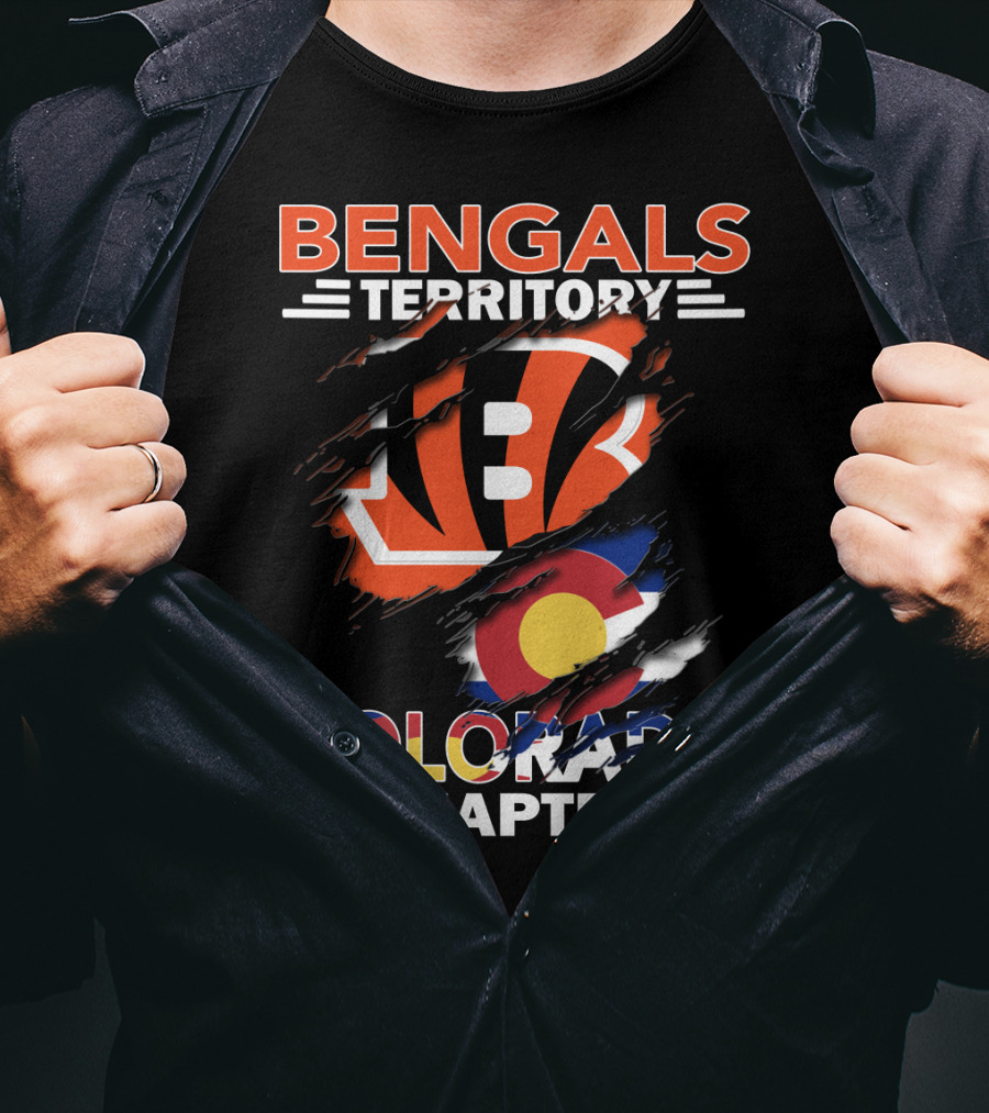 Bengals Territory Colorado Chapter B Logo And Colorado Flag T-Shirt