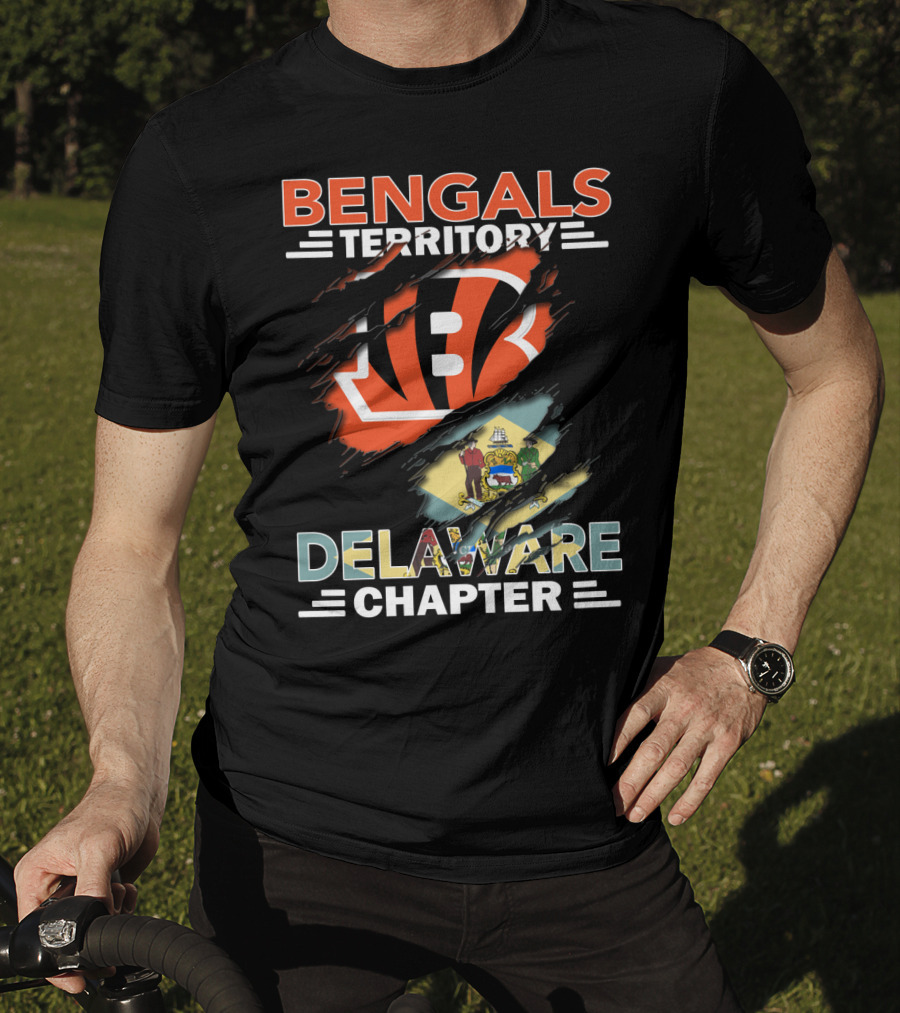 Bengals Territory Delaware Chapter Bengals Logo And Flag T-Shirt