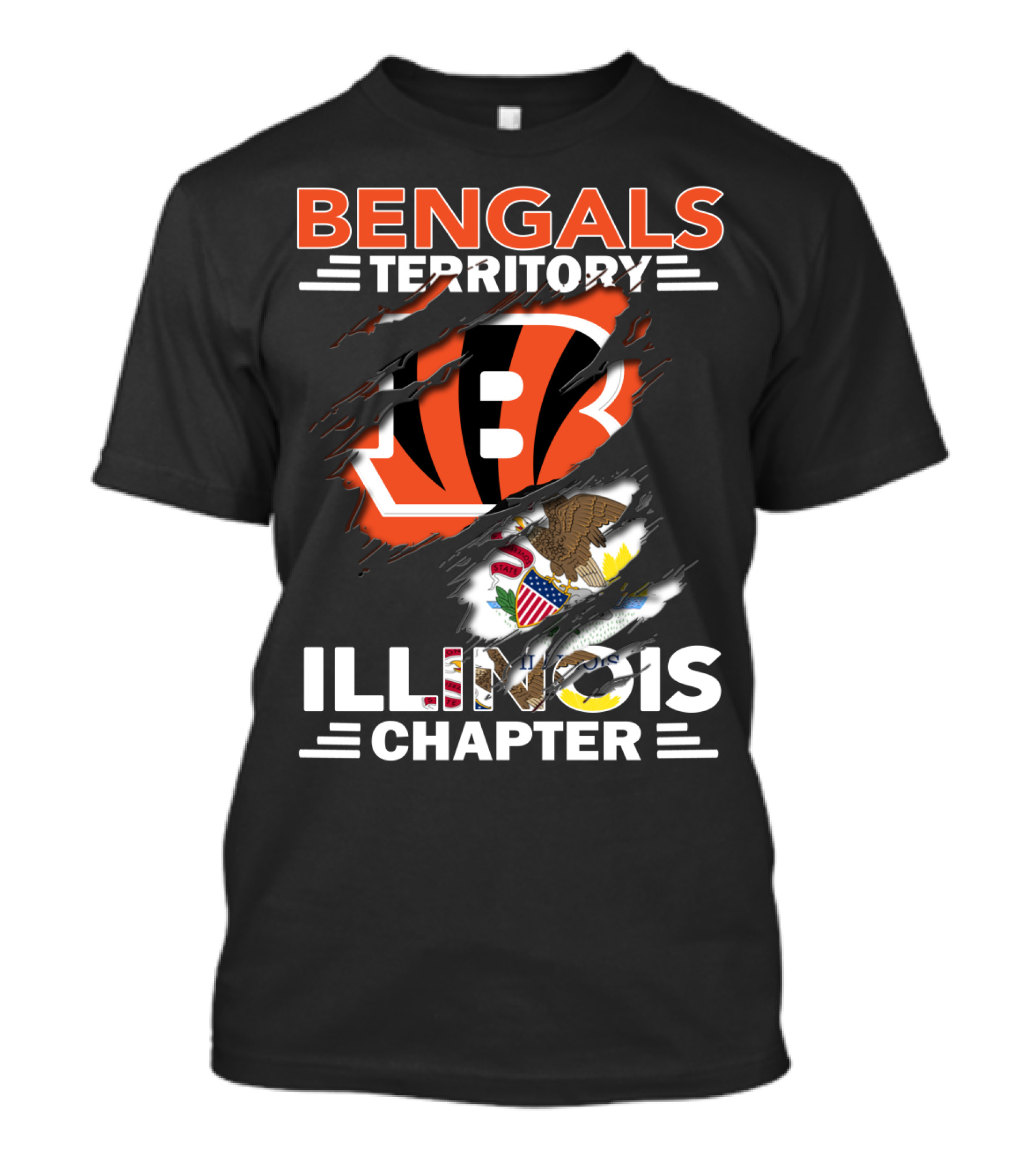Bengals Territory Illinois Chapter NFL Logo And State Flag T-Shirt