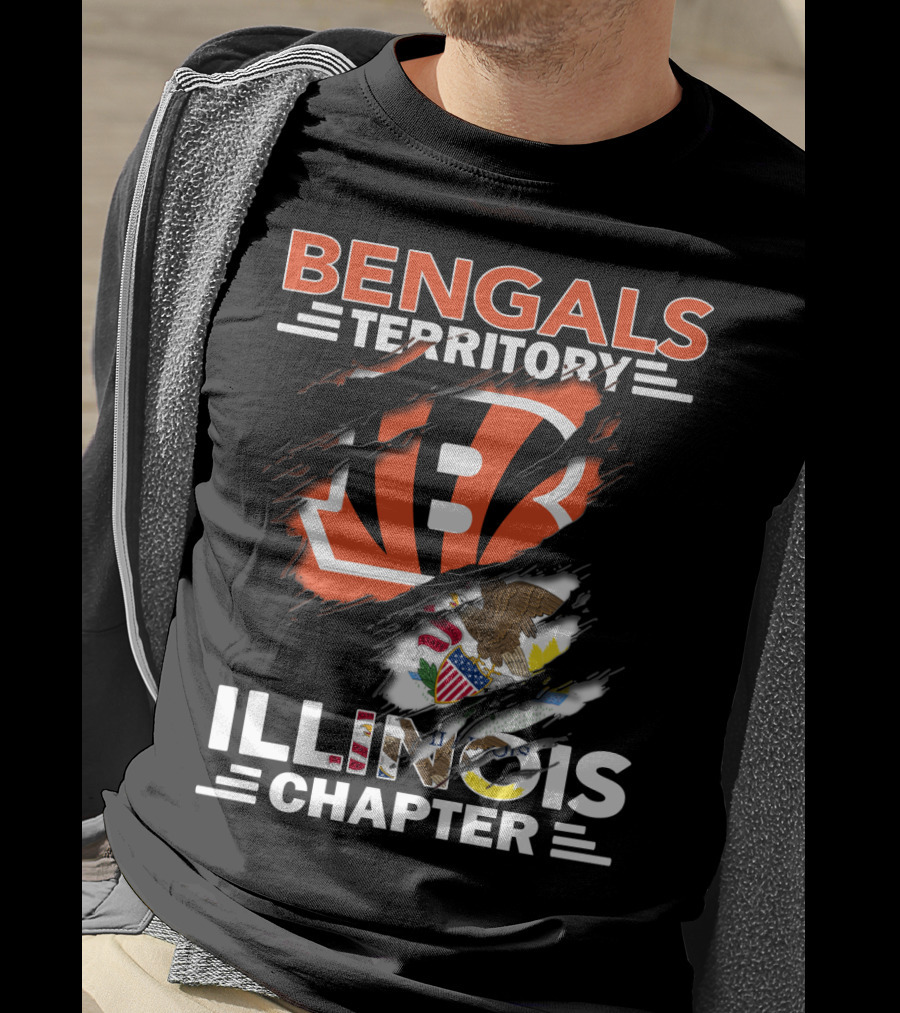Bengals Territory Illinois Chapter NFL Logo And State Flag T-Shirt