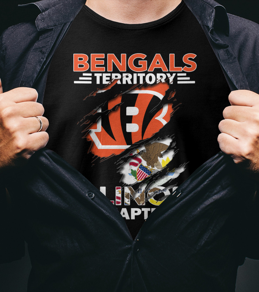 Bengals Territory Illinois Chapter NFL Logo And State Flag T-Shirt