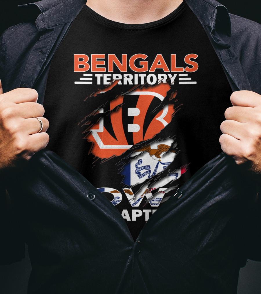 Bengals Territory Iowa Chapter With Cincinnati Bengals Logo And Iowa Flag Elements T-Shirt