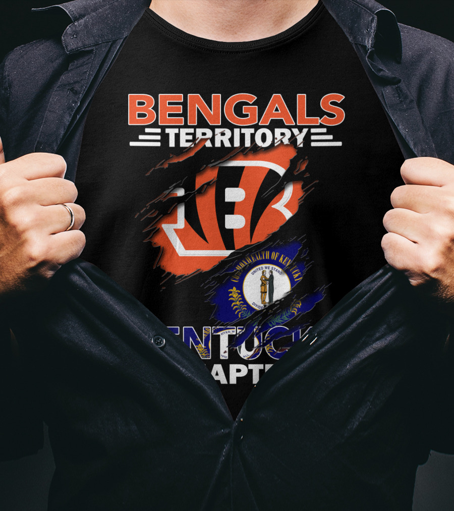 Bengals Territory Kentucky Chapter Ripped Logo With State Flag T-Shirt