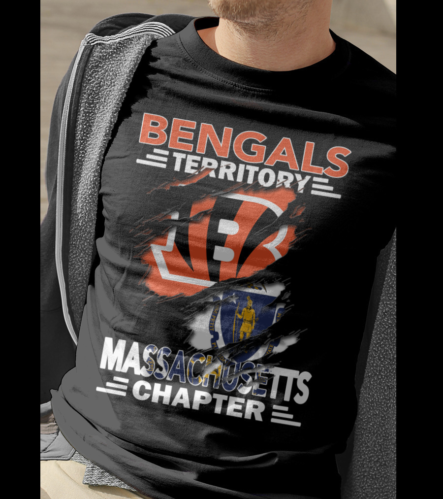 Bengals Territory Massachusetts Chapter Logo With Iconic Symbols T-Shirt