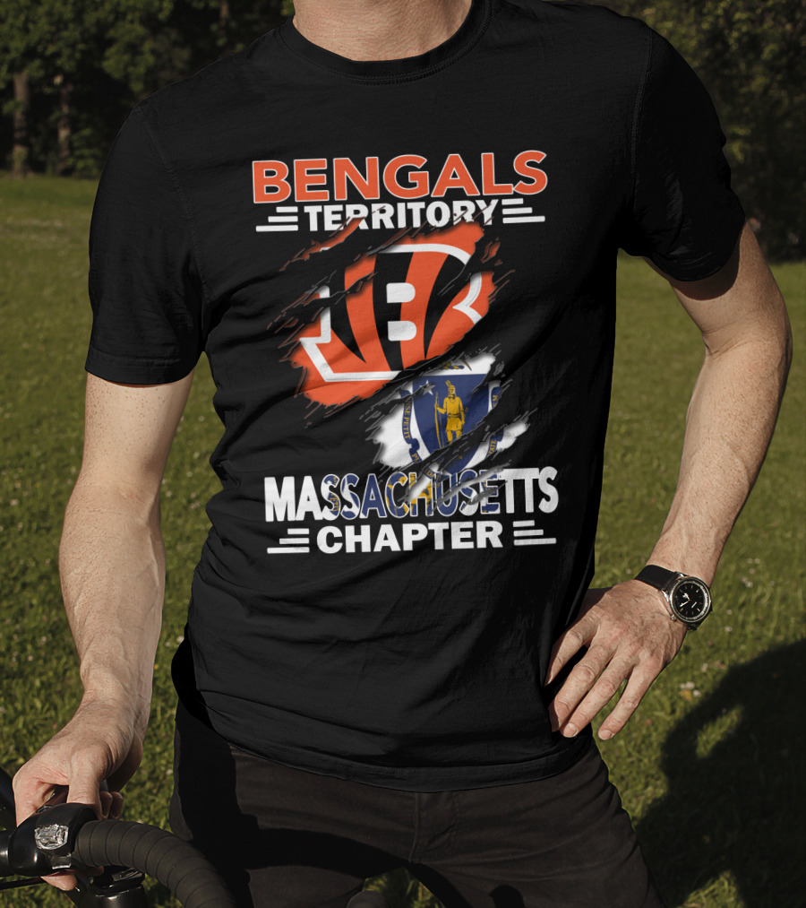 Bengals Territory Massachusetts Chapter Logo With Iconic Symbols T-Shirt