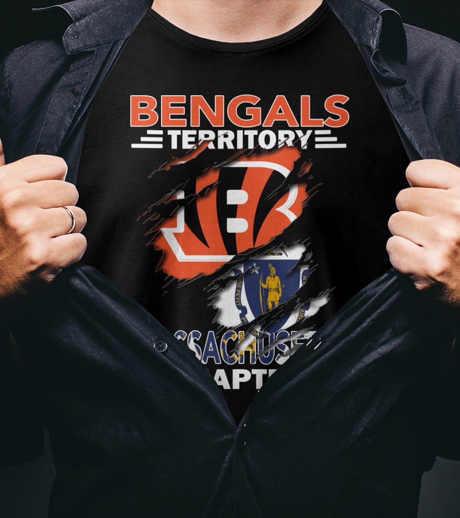 Bengals Territory Massachusetts Chapter Logo With Iconic Symbols T-Shirt