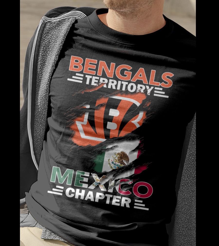 Bengals Territory Mexico Chapter NFL Logo With Mexican Flag Elements T-Shirt