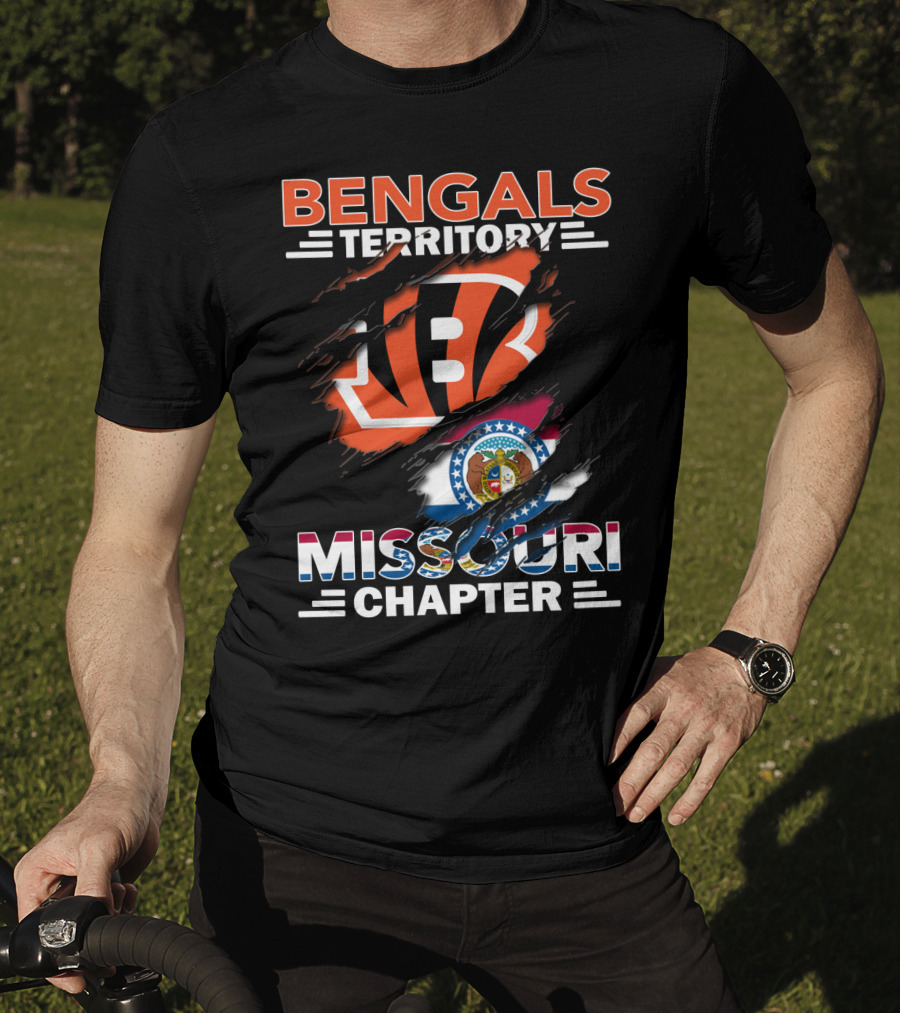 Bengals Territory Missouri Chapter With Torn Logo And State Flag T-Shirt