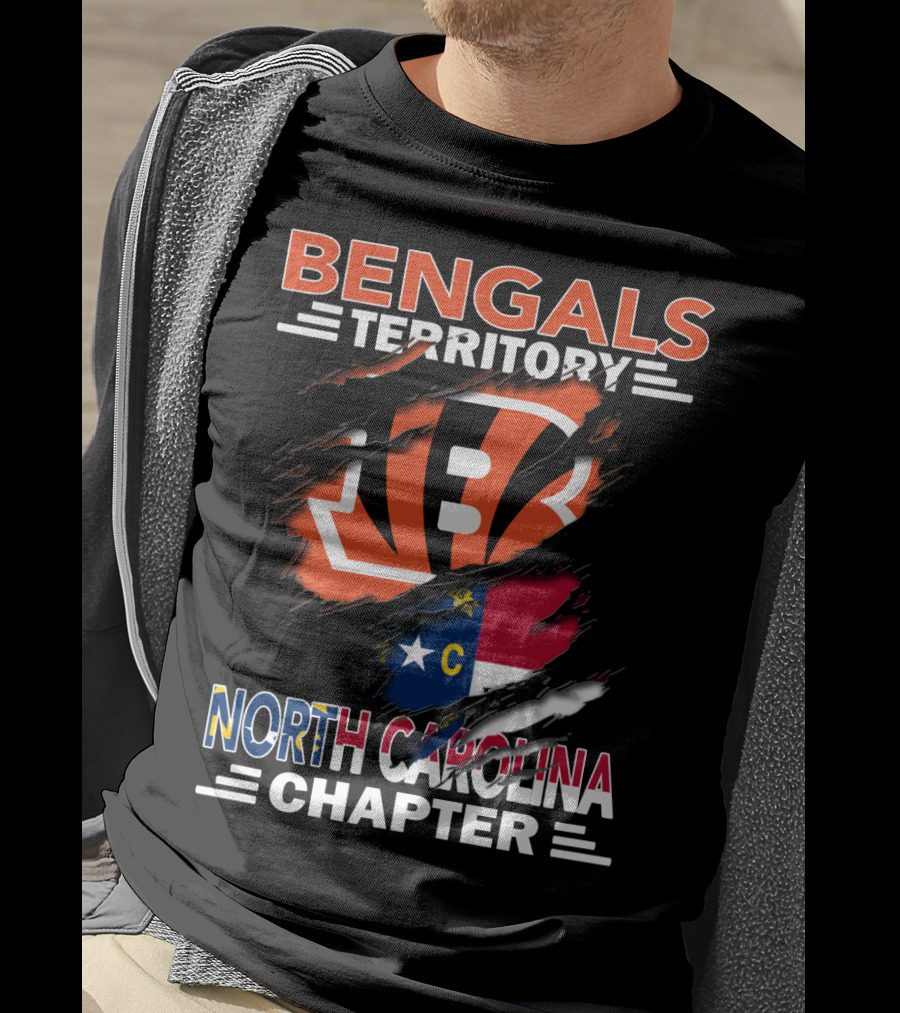 Bengals Territory North Carolina Chapter Flag And Logo Fusion T-Shirt