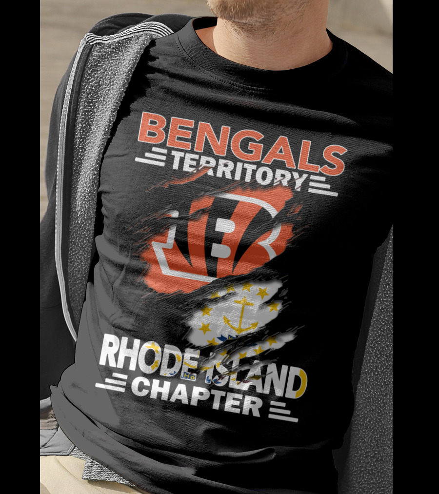 Bengals Territory Rhode Island Chapter Logo With State Flag Elements T-Shirt