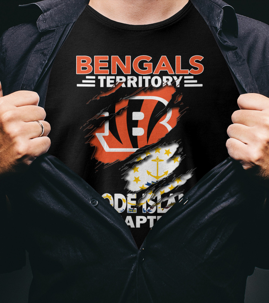Bengals Territory Rhode Island Chapter Logo With State Flag Elements T-Shirt