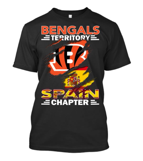 Bengals Territory Spain Chapter Logo With Spanish Flag Background T-Shirt