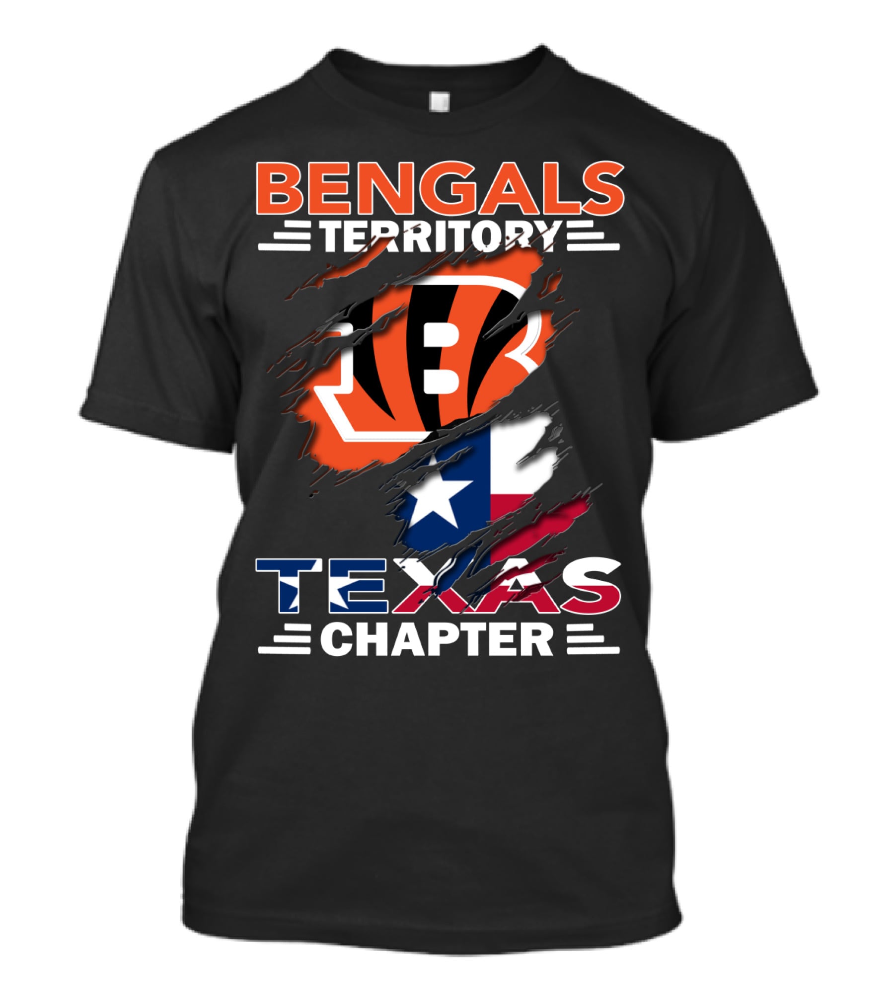Bengals Territory Texas Chapter Cincinnati Bengals Logo With Texas Flag T-Shirt