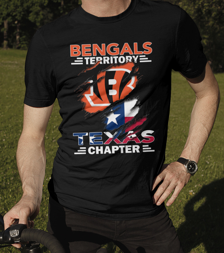 Bengals Territory Texas Chapter Cincinnati Bengals Logo With Texas Flag T-Shirt