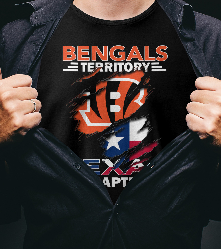 Bengals Territory Texas Chapter Cincinnati Bengals Logo With Texas Flag T-Shirt