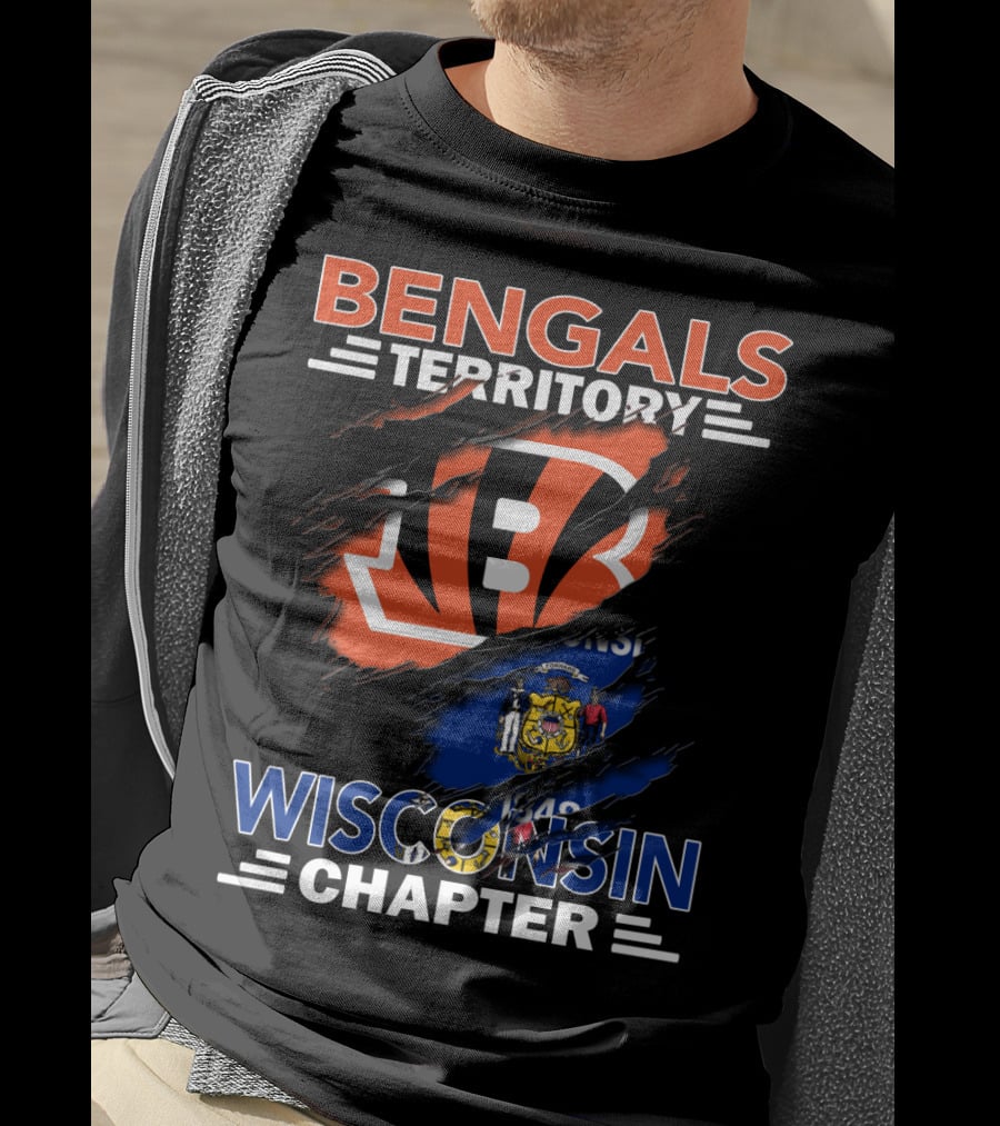 Bengals Territory Wisconsin Chapter With Cincinnati Bengals Logo And Wisconsin State Flag T-Shirt