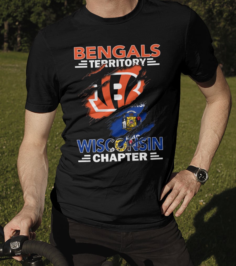 Bengals Territory Wisconsin Chapter With Cincinnati Bengals Logo And Wisconsin State Flag T-Shirt