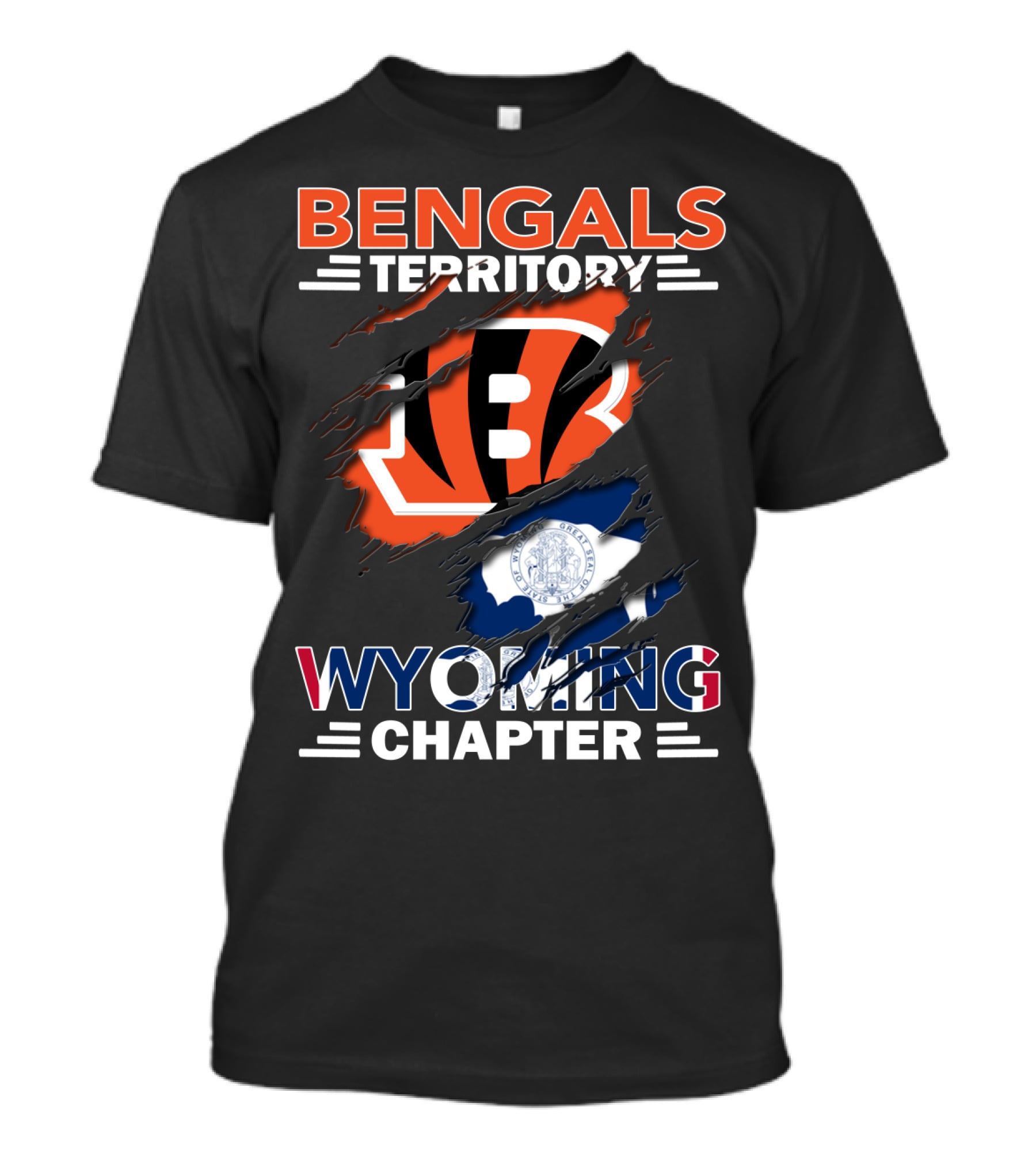 Bengals Territory Wyoming Chapter Bengals Logo Wyoming Flag T-Shirt
