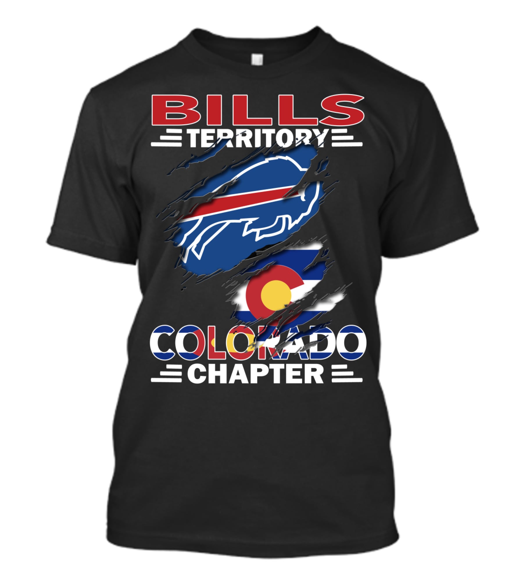 Bills Territory Colorado Chapter Buffalo Team Flag T-Shirt