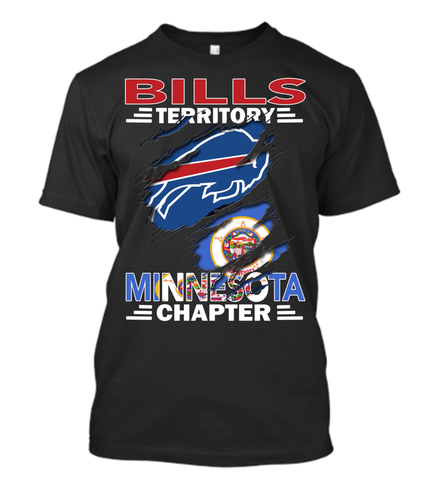 Bills Territory Minnesota Chapter Buffalo Logo And Minnesota State Flag T-Shirt