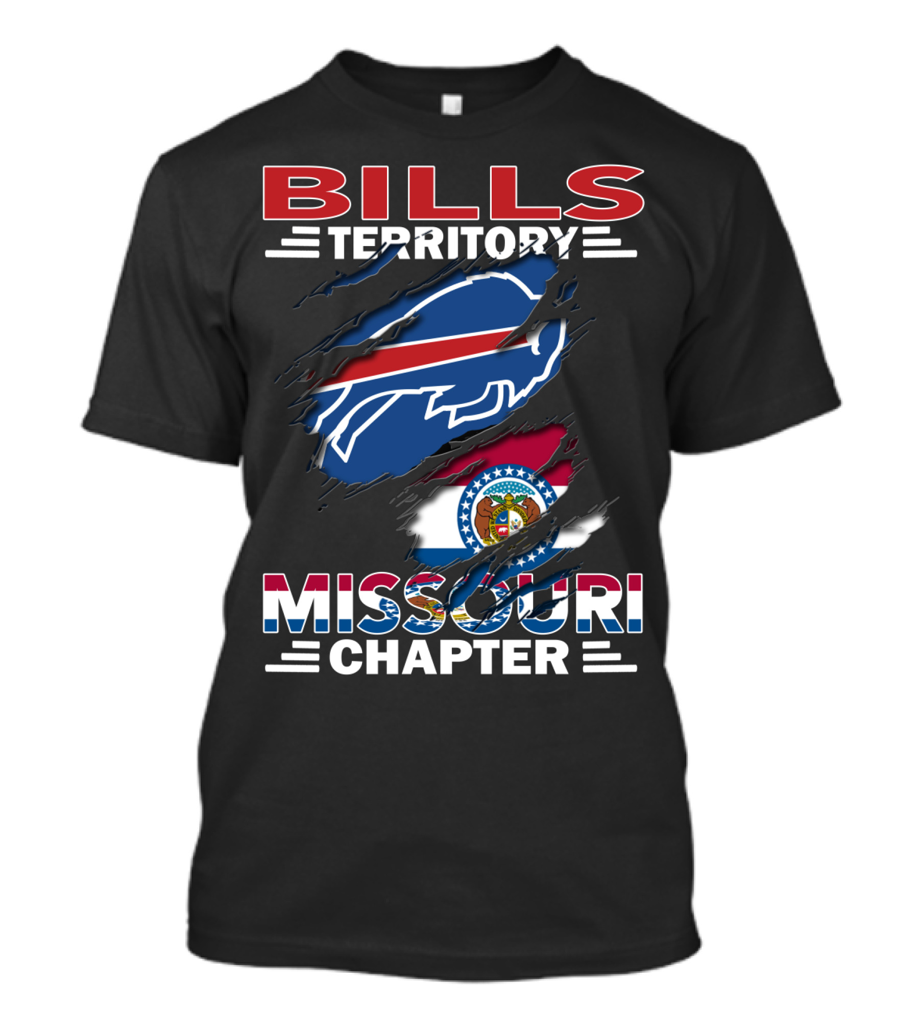 Bills Territory Missouri Chapter Buffalo Logo With State Flag T-Shirt