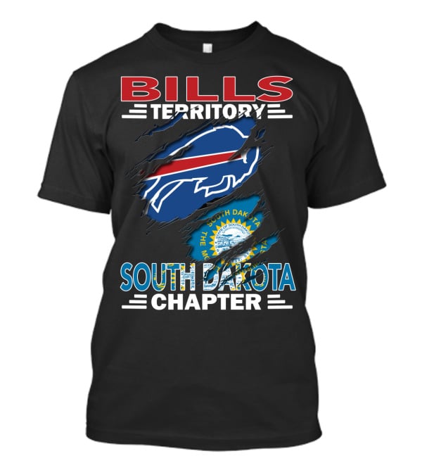 Bills Territory South Dakota Chapter Logo With South Dakota Flag And Buffalo Football T-Shirt
