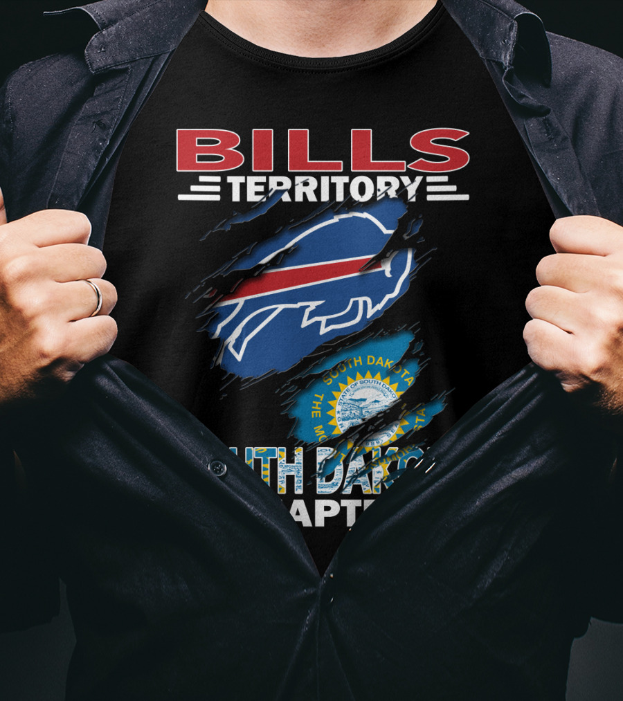 Bills Territory South Dakota Chapter Logo With South Dakota Flag And Buffalo Football T-Shirt