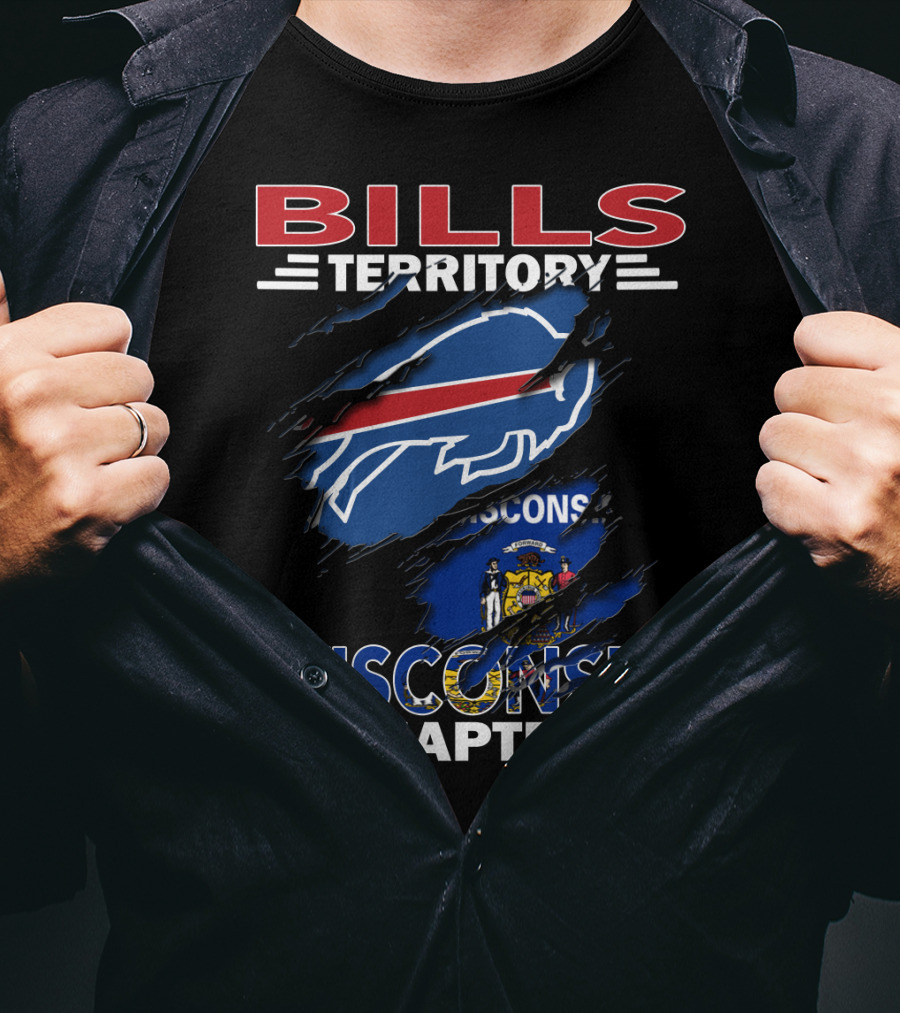 Bills Territory Wisconsin Chapter Logo With Wisconsin Flag Background T-Shirt