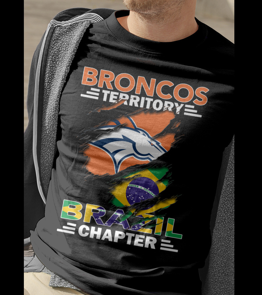 Broncos Territory Brazil Chapter NFL Fan Club Brazilian Flag T-Shirt