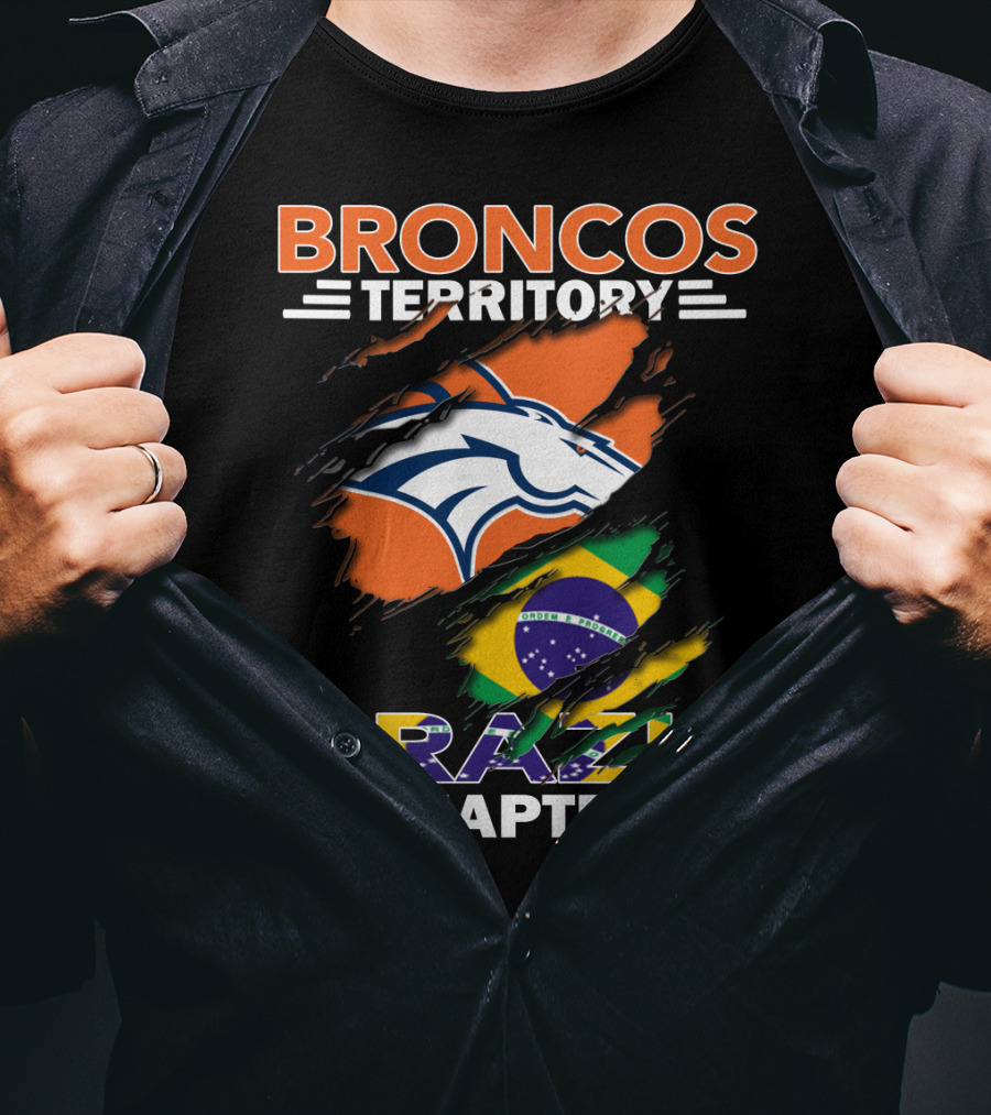 Broncos Territory Brazil Chapter NFL Fan Club Brazilian Flag T-Shirt