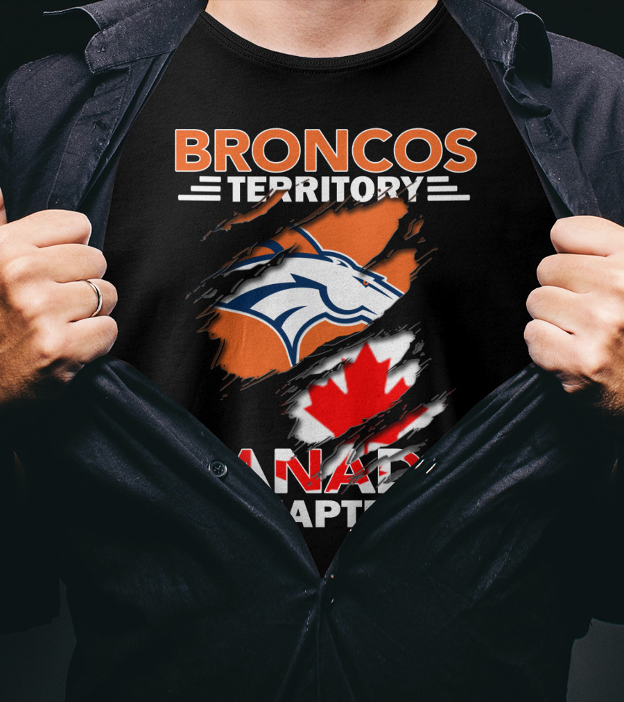 Broncos Territory Canada Chapter Logo With Maple Leaf And Horse Head T-Shirt