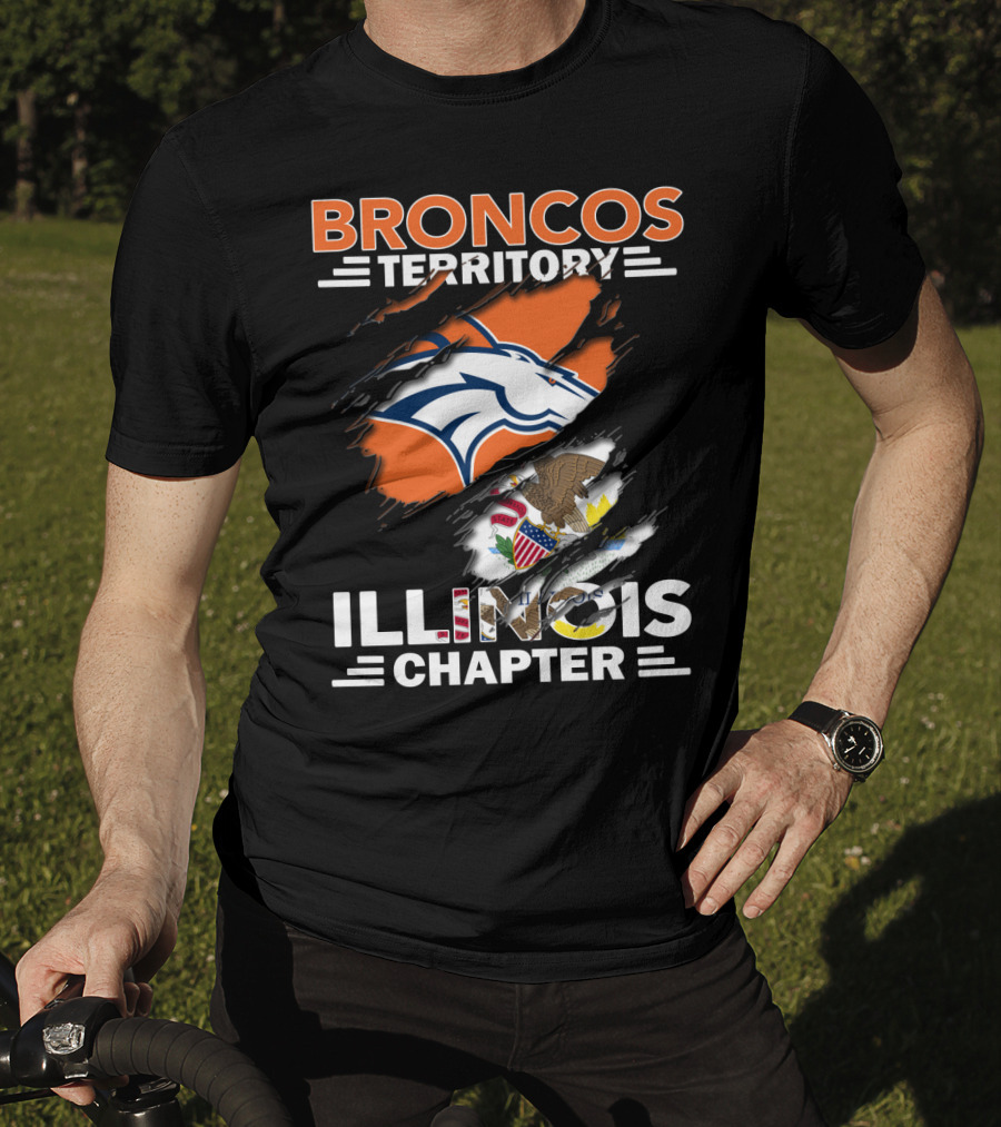 Broncos Territory Illinois Chapter Logo With State Flag And Horse Emblem T-Shirt
