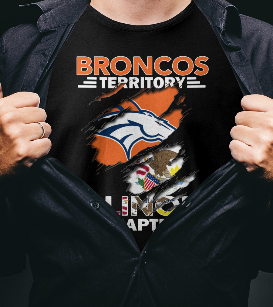 Broncos Territory Illinois Chapter Logo With State Flag And Horse Emblem T-Shirt