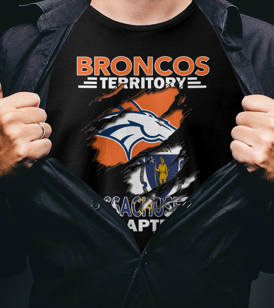 Broncos Territory Massachusetts Chapter Logo And State Flag T-Shirt
