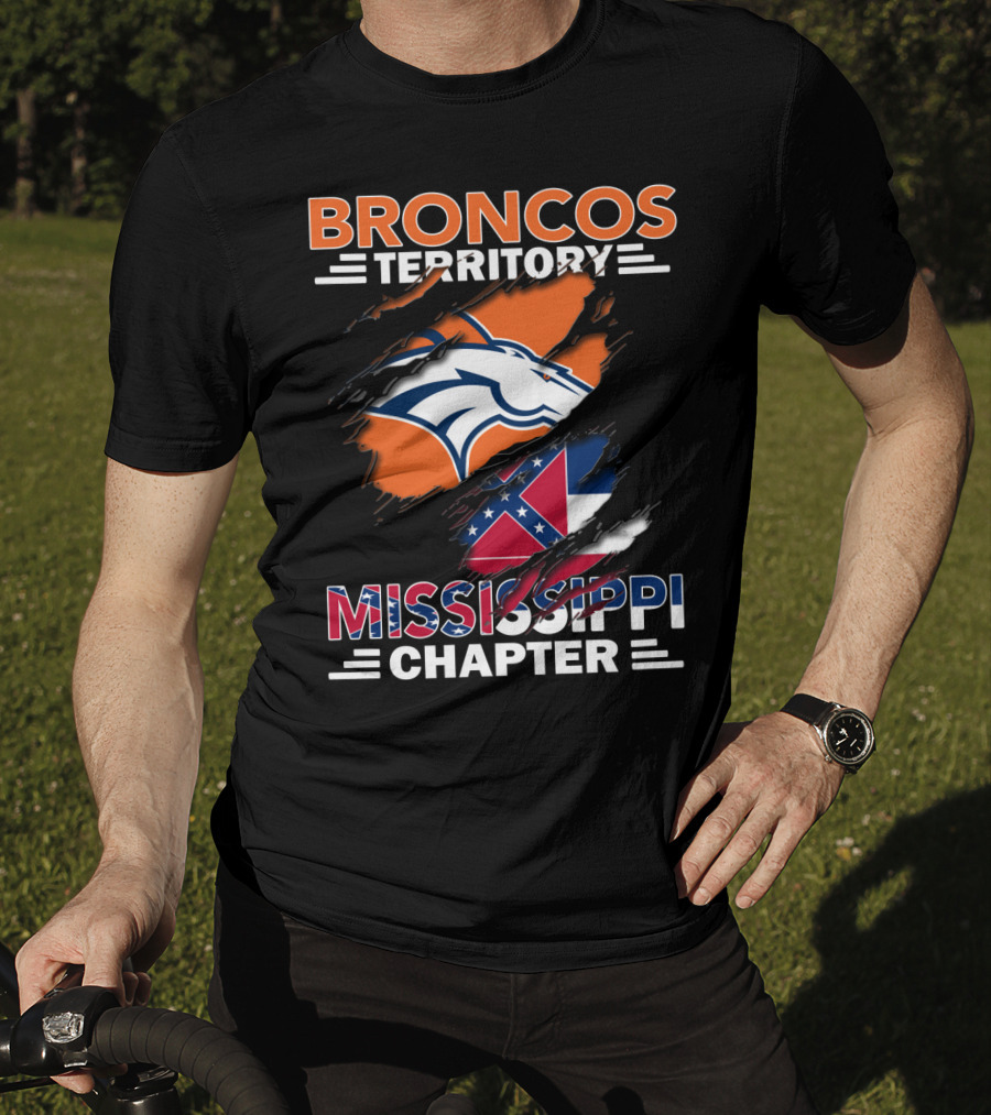 Broncos Territory Mississippi Chapter Mississippi Flag Broncos T-Shirt