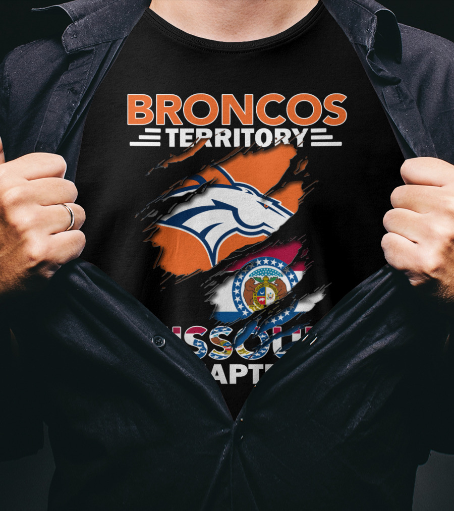 Broncos Territory Missouri Chapter Denver Broncos Logo And Missouri State Flag T-Shirt