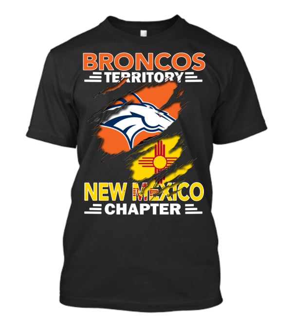 Broncos Territory New Mexico Chapter Ripped Logo And Zia T-Shirt
