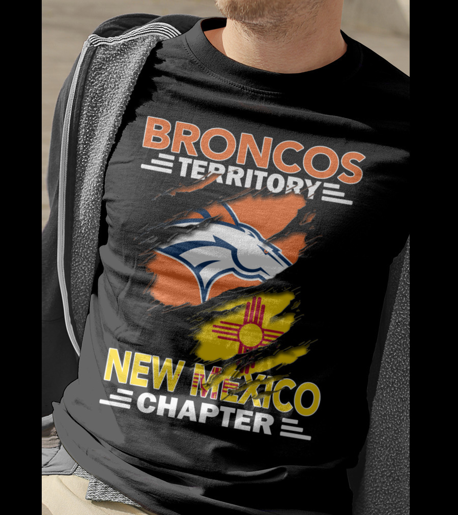 Broncos Territory New Mexico Chapter Ripped Logo And Zia T-Shirt