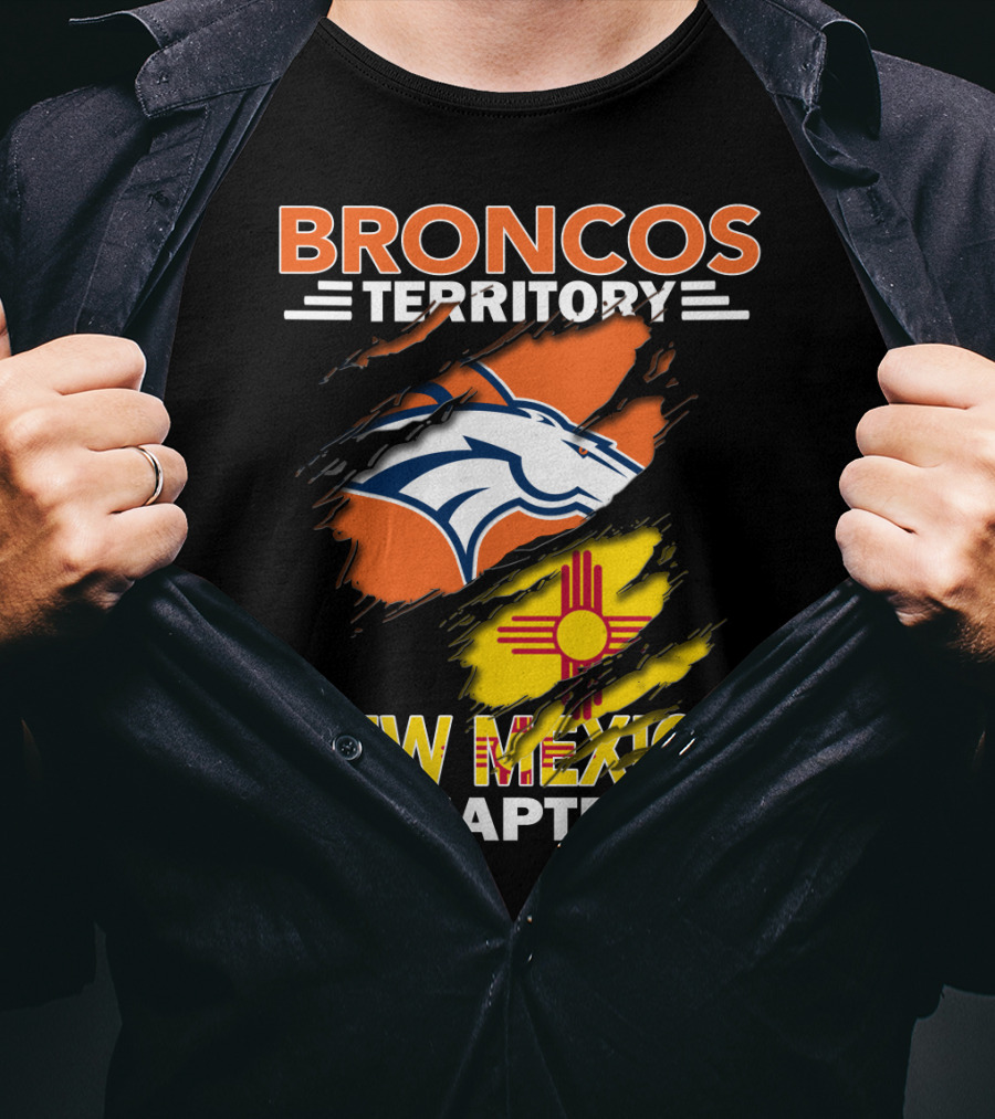 Broncos Territory New Mexico Chapter Ripped Logo And Zia T-Shirt