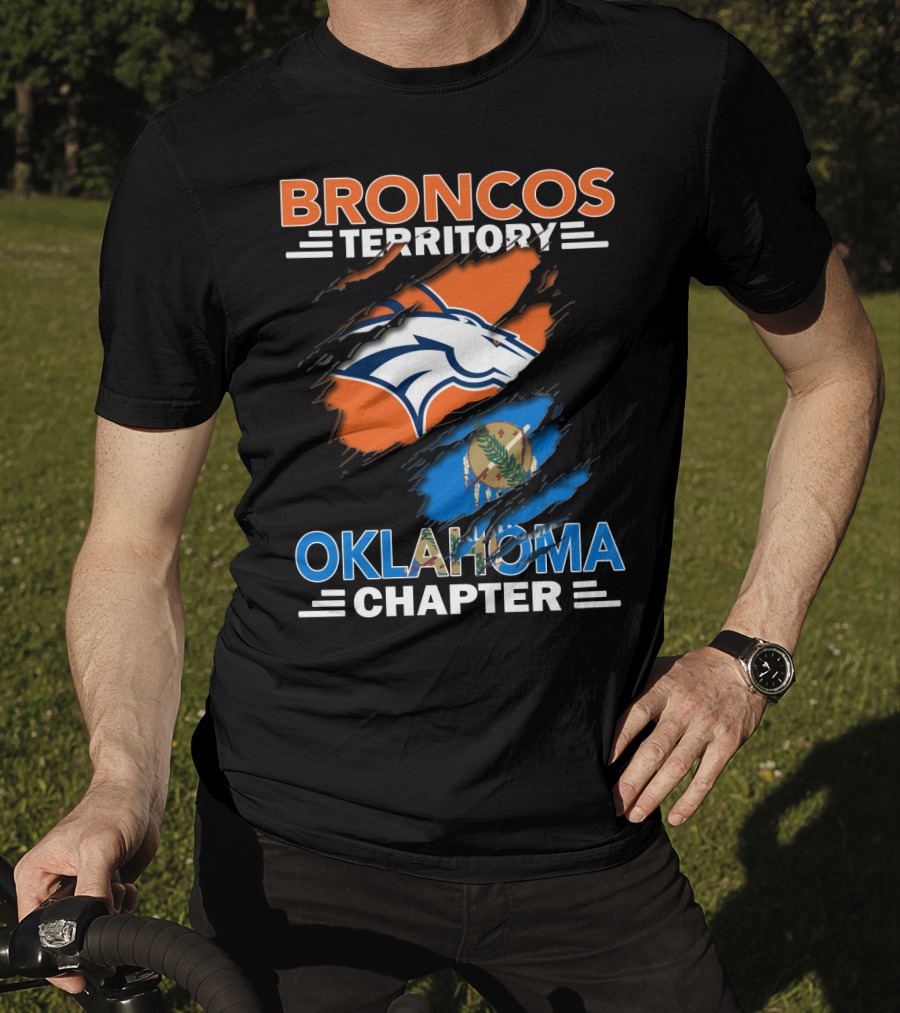 Broncos Territory Oklahoma Chapter NFL Logo And State Flag T-Shirt