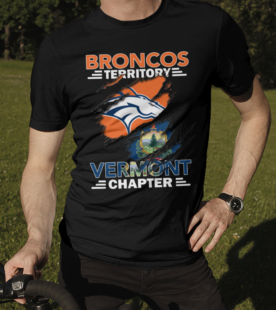 Broncos Territory Vermont Chapter Logo And Vermont Flag Integration T-Shirt