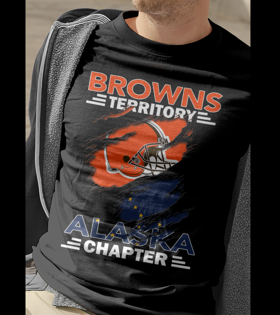 Browns Territory Alaska Chapter Football Helmet And Alaska Flag Integration T-Shirt