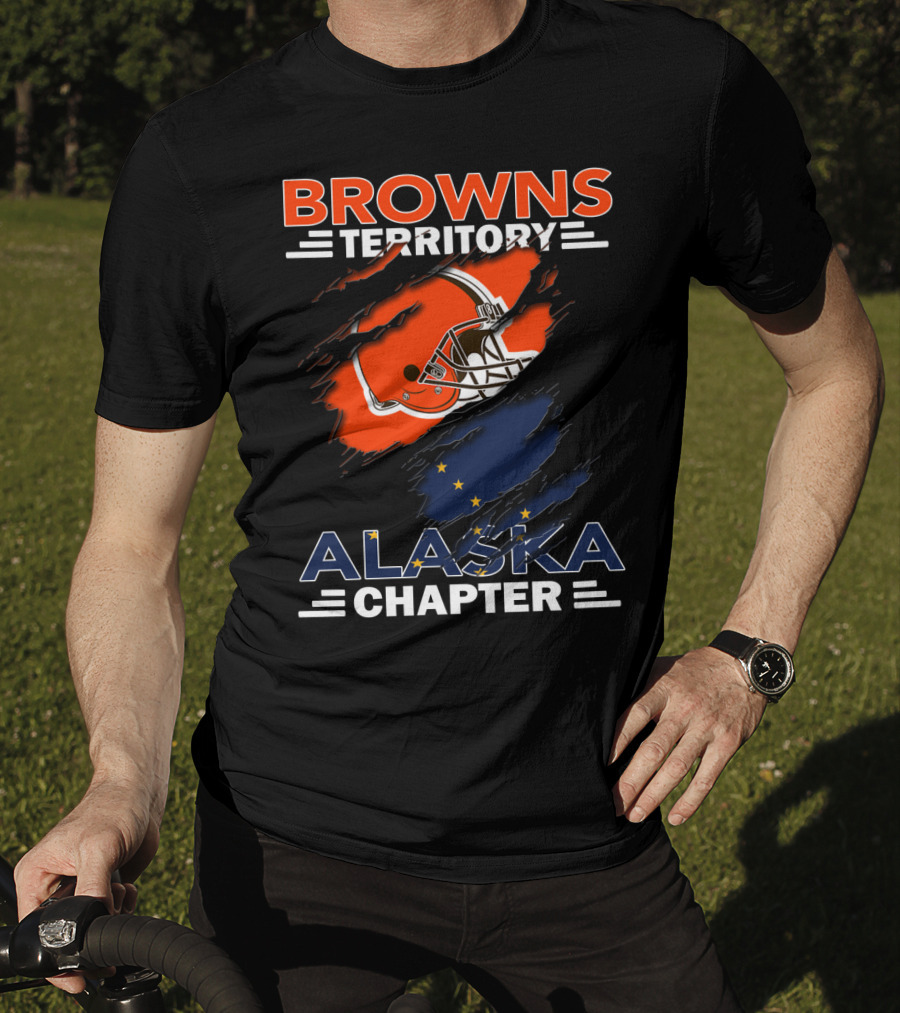 Browns Territory Alaska Chapter Football Helmet And Alaska Flag Integration T-Shirt