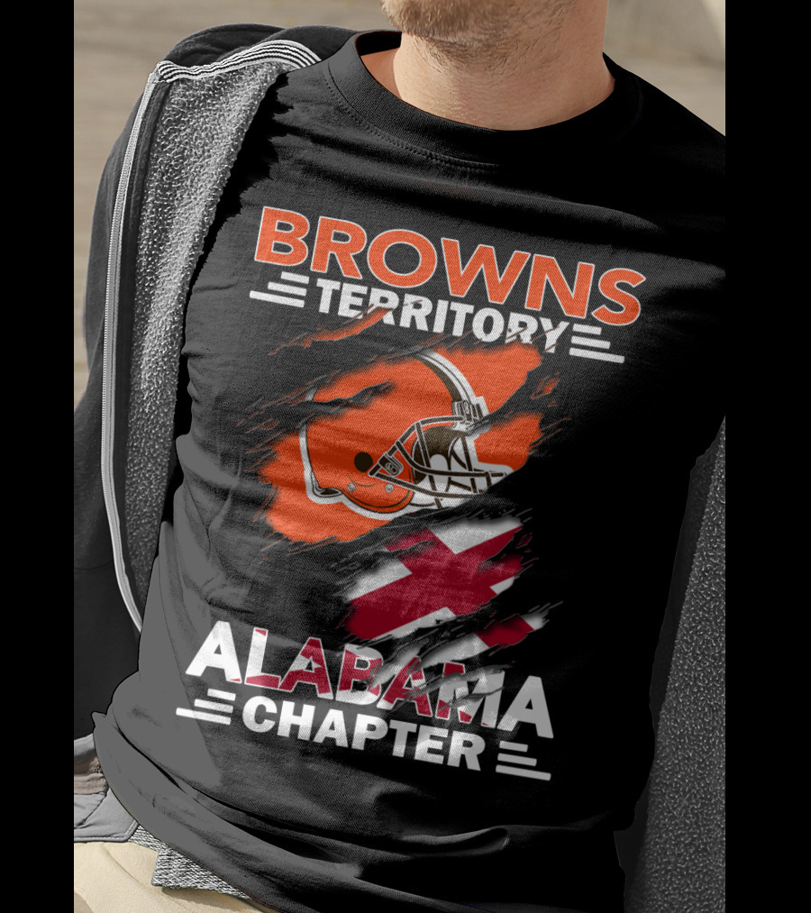 Browns Territory Alabama Chapter Football Helmet And Cross T-Shirt